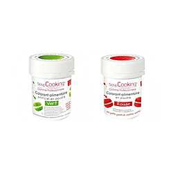 Scrapcooking 2 colorants alimentaires en poudre - vert-rouge