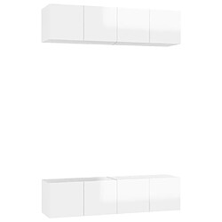 Maison Chic Meubles TV 4 pcs | Banc TV Moderne pour salon | Meuble de Rangement Blanc brillant 60x30x30 cm Aggloméré -MN48883