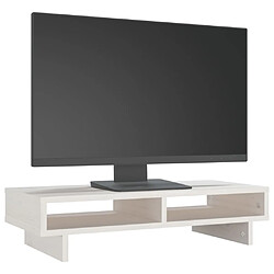 Avis vidaXL Support de moniteur Blanc 60x27x14 cm Bois de pin solide