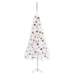 vidaXL Arbre de Noël artificiel d'angle LED et boules Blanc 150 cm PVC