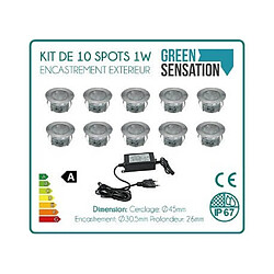 Acheter Desineo Kit de 10 spots à encastrer extérieur blanc froid (10 x 1W) avec transformateur