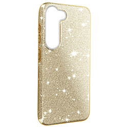 Avizar Coque Paillette pour Samsung Galaxy S23 Hybride Semi-rigide Spark Case or