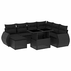 vidaXL Salon de jardin 8 pcs avec coussins noir résine tressée