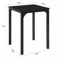 Acheter SoBuy OGT38-K-SCH Table à Manger Carrée Noire - 60 x 60 x 75 cm-Plateau en Verre Forme Carrée Pieds en Acier Robuste