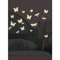 Thedecofactory PAPILLONS & LIBELLULES - Stickers repositionnables phosphorescents