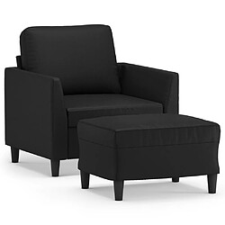 Maison Chic Fauteuil et repose-pieds,Fauteuil luxe pour relax Noir 60 cm Similicuir -MN11405