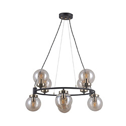 Luminaire Center Suspension Galvez Verre,Acier Bronze antique, noir mat