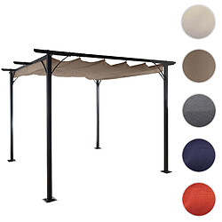 Mendler Pergola HWC-C42, pavillon de jardin, cadre stable à 6 cm + toit ouvrant ~ 3x3m taupe