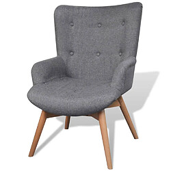 vidaXL Fauteuil avec repose-pied gris tissu