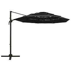 Maison Chic Parasol Jardin | Parasol à 4 niveaux avec mat en aluminium Noir 3x3 m - GKD40222