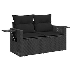 Acheter vidaXL Salon de jardin 7 pcs avec coussins noir résine tressée