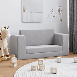 vidaXL Canapé-lit enfants 2 places gris clair peluche douce