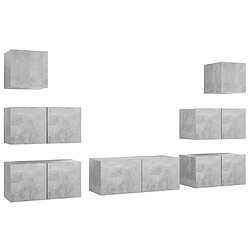 Maison Chic Ensemble de meubles TV 7 pcs | Banc TV Moderne pour salon | Meuble de Rangement - Gris béton Aggloméré -MN97531