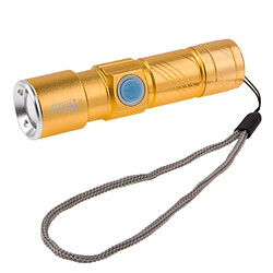 Avis Wewoo Lampe de poche torche or Cree Q5 LED 3-Mode de rétractable lumière blanche avec cordon