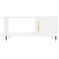 Maison Chic Table basse,Table Console Table d'appoint, Table pour salon Blanc brillant 90x50x40 cm Bois d'ingénierie -MN74726 pas cher