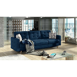 VENESETTI Canapé 3 places convertible - en tissu de qualité bleu, ASVENA VELOURS