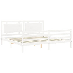 Maison Chic Lit adulte - Cadre Structure de lit avec tête de lit Contemporain blanc 200x200 cm bois massif -MN18615 pas cher