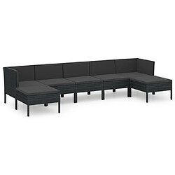 Maison Chic Salon de jardin 7 pcs + coussins - Mobilier/Meubles de jardin - Table et chaises d'extérieur Résine tressée Noir -MN99342