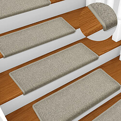 Decoshop26 Tapis d'escalier 15 pièces 65x25 cm Gris clair DEC023813