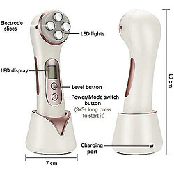 Chrono 5 in 1 Appareil de beauté Ultrason RF LED Dispositif Multifonctionnel de Beauté Faciale Masseur Anti-ge Raffermissant Anti-rides Nettoyage du Visage Enlèvement de l'acné,Or rose pas cher