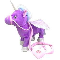 peluche peluche animal licorne musical cheval jouet électrique marche cheval violet pas cher