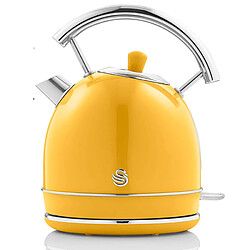 Retro Bouilloire, 1,8 L, Acier Inoxydable sans BPA, Résistance Cachée, sans Fil, 3000, Jaune, SWAN, SK14630YELN