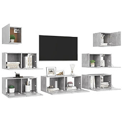 Avis Maison Chic Ensemble de meubles TV 7 pcs | Banc TV Moderne pour salon | Meuble de Rangement - Gris béton Aggloméré -MN97531