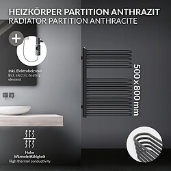 Avis LuxeBath Radiateur mural porte-serviette anthracite 500x800 mm avec thermoplongeur 300 W