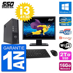 PC Dell T1700 SFF Ecran 22" Intel Core i3-4130 RAM 16Go SSD 2To Windows 10 Wifi - Occasion