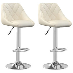 vidaXL Tabourets de bar lot de 2 crème velours