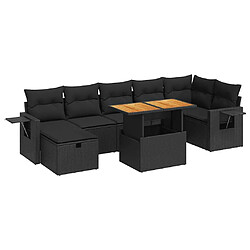 vidaXL Salon de jardin 5 pcs avec coussins noir résine tressée acacia