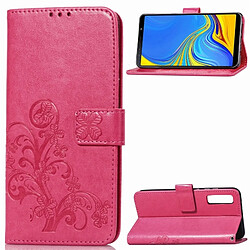 Wewoo Housse Coque Étui en cuir à motif de fleurs pressées Lucky Clover pour Galaxy A7 (2018), avec support et emplacements pour cartes, ainsi que un porte-monnaie une dragonne (Magenta)