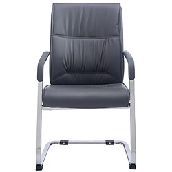 Avis Decoshop26 Lot de 2 fauteuils de bureau sans roulettes XXL jusqu'à 260 kg en PVC gris et métal chromé 10_0002350