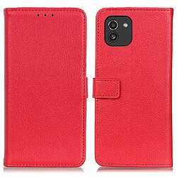 Etui en PU texture litchi rouge pour votre Samsung Galaxy A03 (166.5 x 75.98 x 9.14mm)