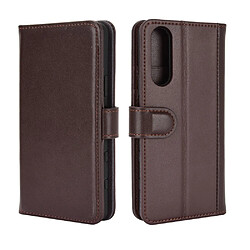 Etui en cuir véritable avec support marron pour votre Sony Xperia 5 II