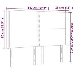 Acheter vidaXL Tête de lit avec oreilles Gris 147x16x118/128 cm Similicuir