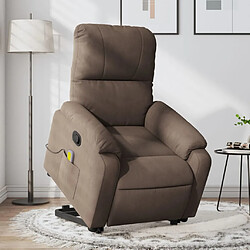 vidaXL Fauteuil inclinable de massage marron tissu microfibre