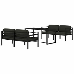 Avis Maison Chic Ensemble de 5 Tables et chaises d'extérieur avec coussins,Salon de jardin Aluminium Anthracite -GKD631760