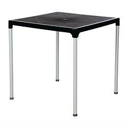 Table carrée noire 750 mm avec pieds aluminium Bolero