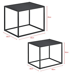 Helloshop26 Lot de 2 tables basses rectangulaires en métal noir 03_0005782/2