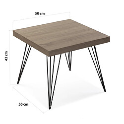 Versa Table d'appoint pour le salon ou chambre Denver 50x50x43cm,bois et métal, marron et noir pas cher