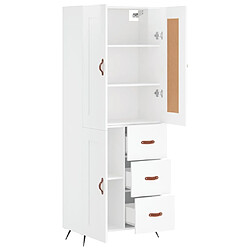 Avis vidaXL Buffet haut Blanc brillant 69,5x34x180 cm Bois d'ingénierie