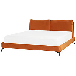 Beliani Lit double en velours orange 180 x 200 cm MELLE