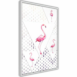 Paris Prix Affiche Murale Encadrée Flamingos and Triangles 20 x 30 cm Blanc