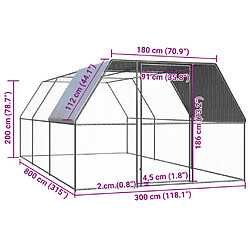 Acheter vidaXL Poulailler d'extérieur 3x8x2 m Acier galvanisé