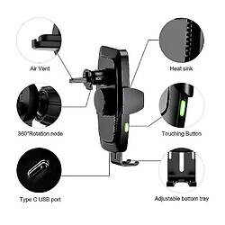 Chrono Chargeur de voiture sans fil le plus récent, support de téléphone de voiture à serrage automatique avec capteur tactile Qi voiture charge rapide sans fil pour iPhone 11/11 Pro/11 Pro Max/XR/XS/XS Max/X/8+, Galaxy S20/Note 10/S10/S9/ S8 (noir) pas cher