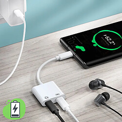 Avizar Adaptateur USB-C Mâle vers Double USB-C Femelle Audio et Charge Compact Blanc pas cher