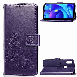 Wewoo Housse Coque Étui en cuir à motif de fleurs pressées Lucky Clover pour Xiaomi Play, avec support et logements pour cartes, portefeuille dragonne (Violet)