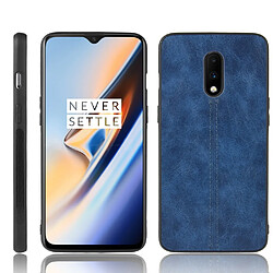 Wewoo Coque Pour OnePlus 7 antichoc couture peau de vache motif PC + PU + TPU bleu