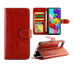 Wewoo Housse Coque Pour Galaxy A51 Crazy Horse Texture de protection en cuir à rabat horizontal avec support et fentes cartes et portefeuille et cadre photo marron